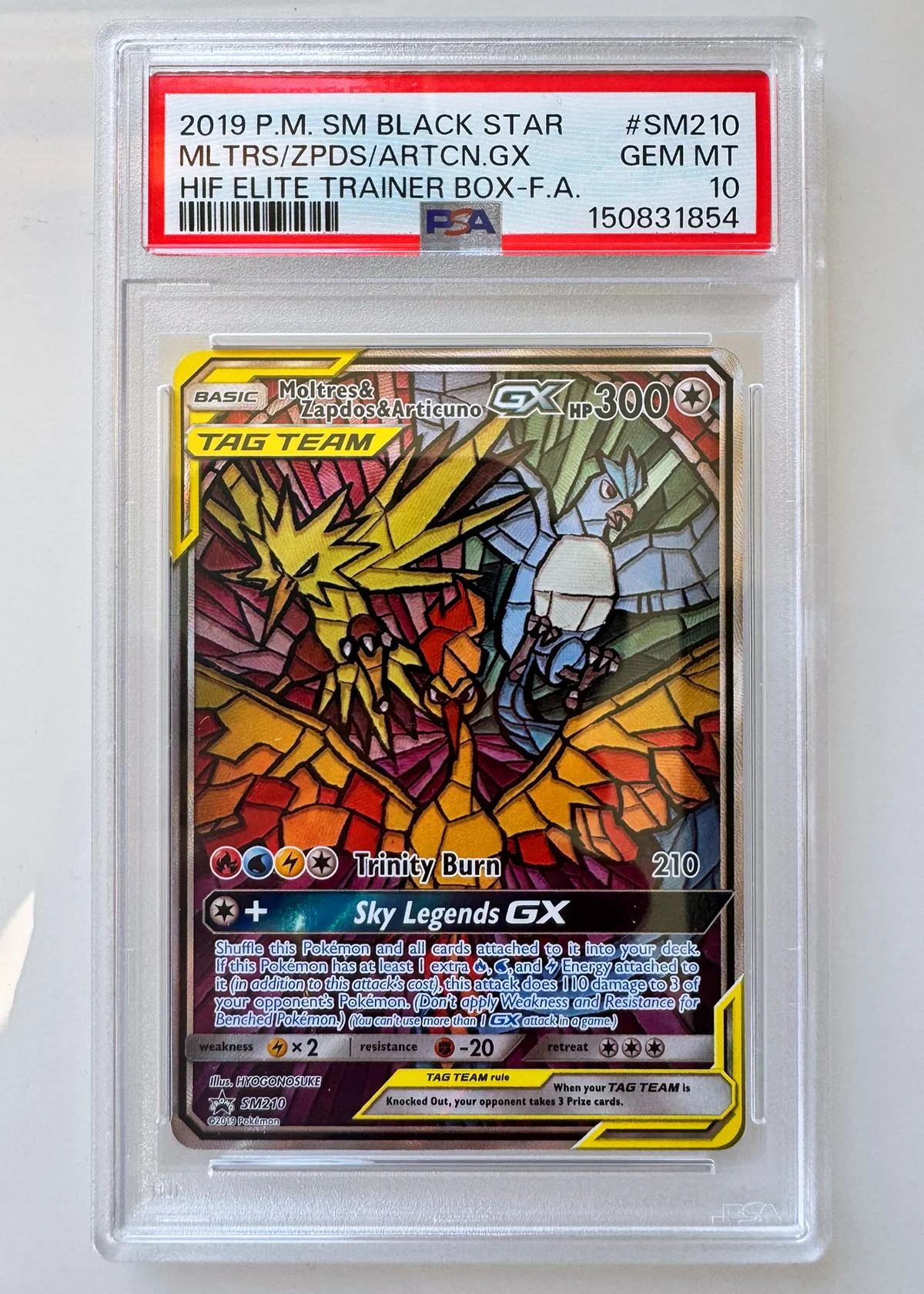 Moltres & Zapdos & Articuno GX (PSA 10) — Front